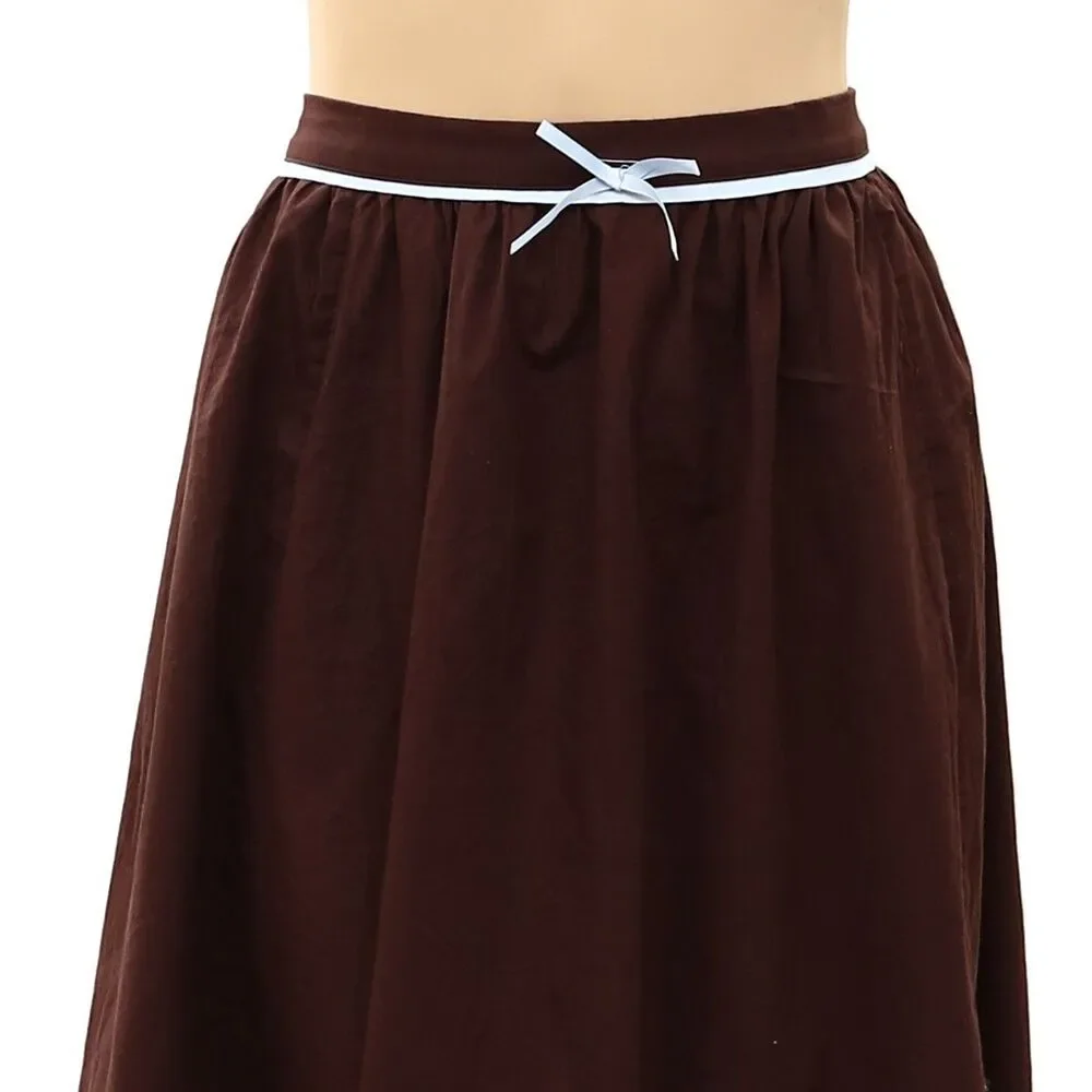 Free People Candy Cane Lane Women's Midi Skirt Pull-On Solid Brown XL 289027